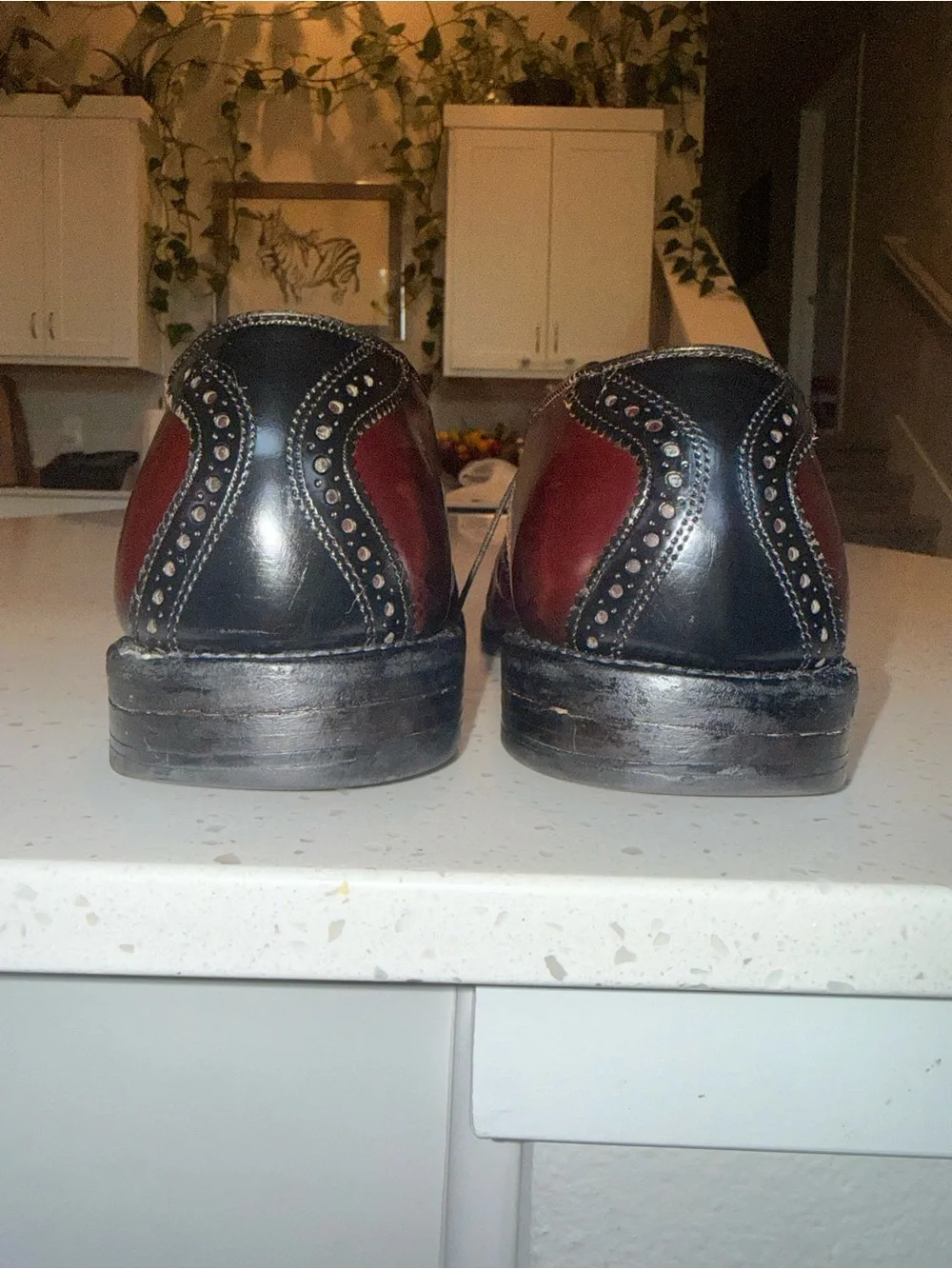 Allen Edmonds Two-Tone Burgundy and Black Leather Oxfords